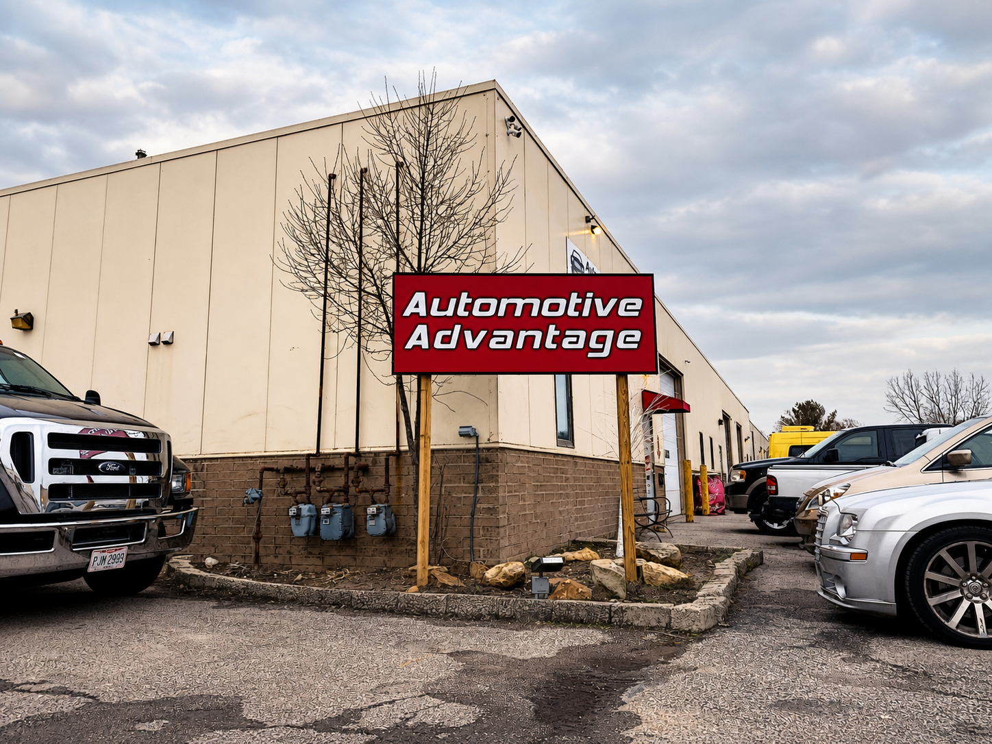 Outside the Automotive Advantage shop